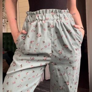 Floral corduroy pants